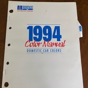 Sherwin Williams 1994 manual of domestic car colors Chrysler Ford General Motors
